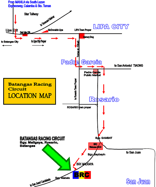 Batangas Racing Circuit location Map