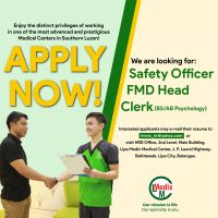 Looking for Safety officer FMD Clerk Head